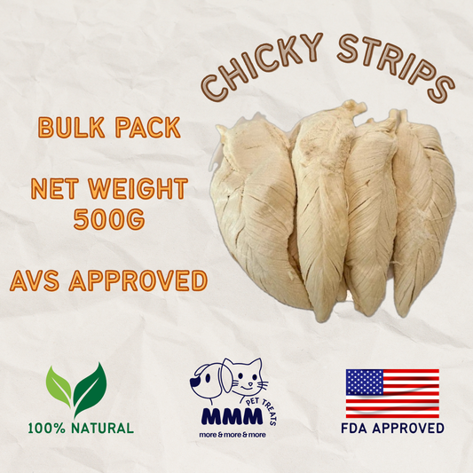 Premium Freeze Dried Chicken Strips (Whole Breast) For Cats and Dogs By MMM Pet Treats
