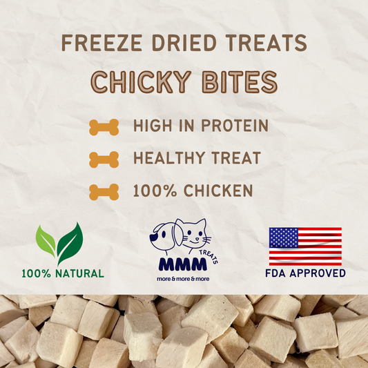 Premium Freeze Dried Chicken Cubes For Cats and Dogs By MMM Pet Treats