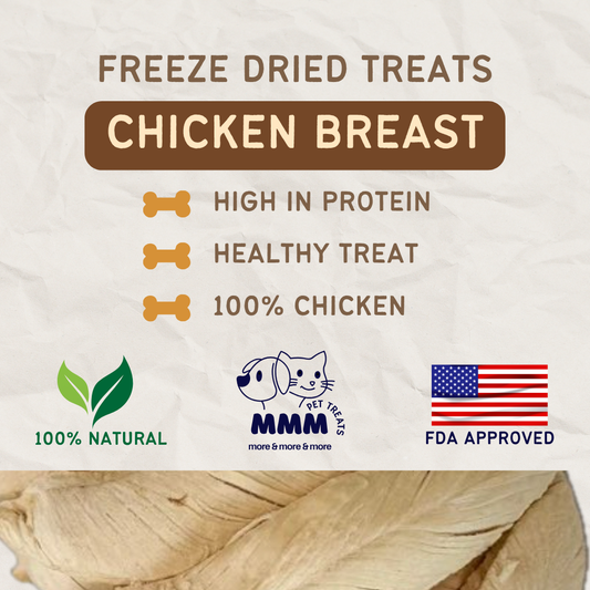 Premium Freeze Dried Chicken Strips (Whole Breast) For Cats and Dogs By MMM Pet Treats