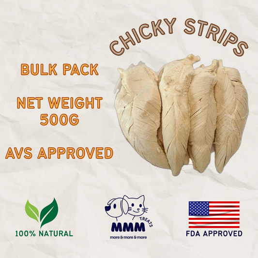 Premium Freeze Dried Chicken Strips (Whole Breast) For Cats and Dogs By MMM Pet Treats