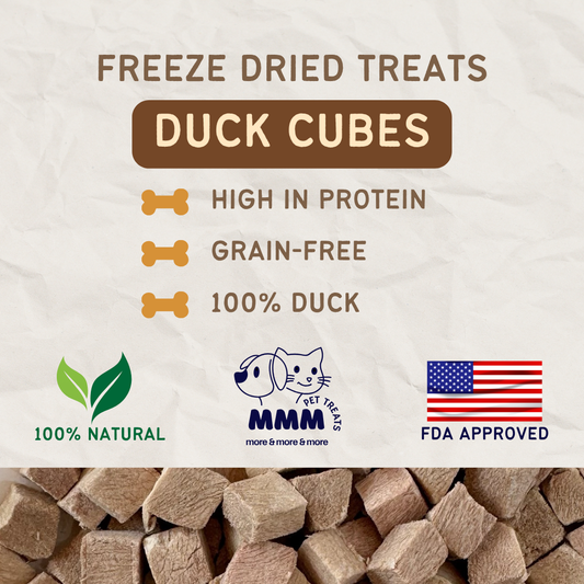 Premium Freeze Dried Duck Cubes For Cats and Dogs By MMM Pet Treats