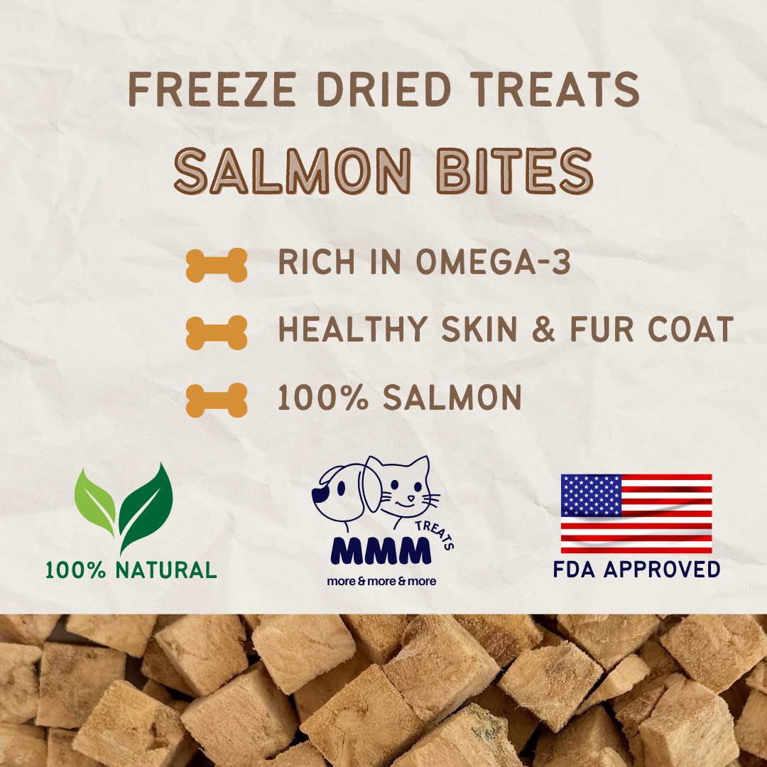 Premium Freeze Dried Salmon Cubes For Cats and Dogs By MMM Pet Treats